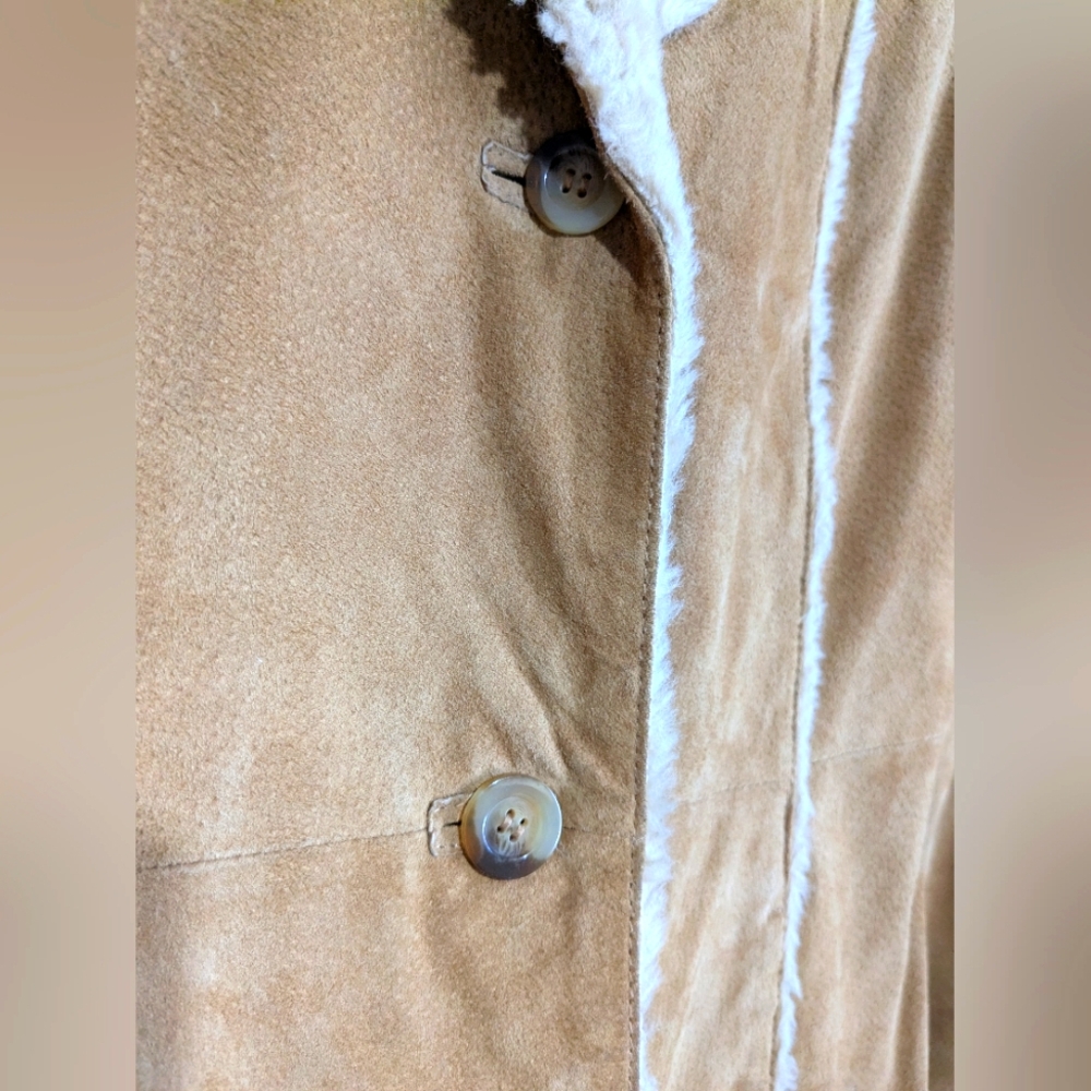 Vintage Giacca Long Leather And Shearling Fitted Button Front Penny Lane Coat S - Picture 7 of 13